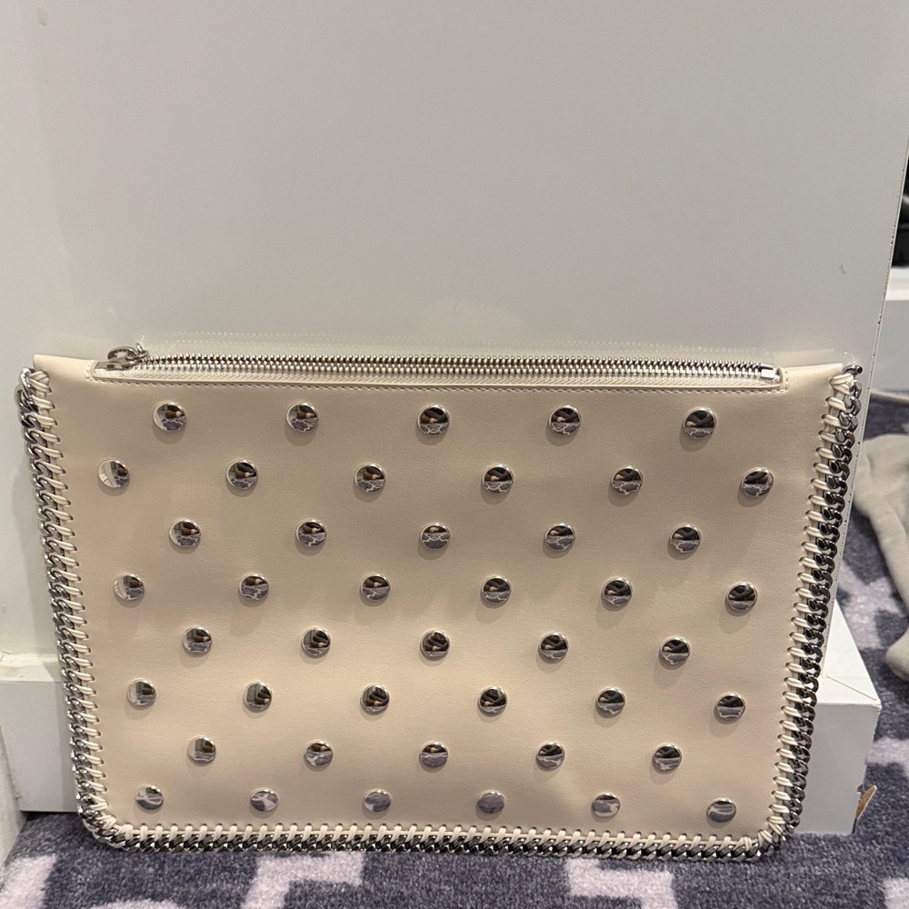 Stella McCartney Cream Clutch with Silver Studs